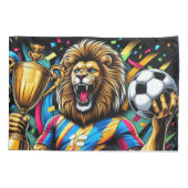 Leeuw Voetbal Kampioens Trofee Voetbal Overwinning Kussensloop (Achterkant)