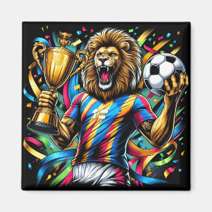 Leeuw Voetbal Kampioens Trofee Voetbal Overwinning Magneet