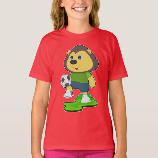 Leeuw Voetballer Voetbal T-shirt (Voorkant)