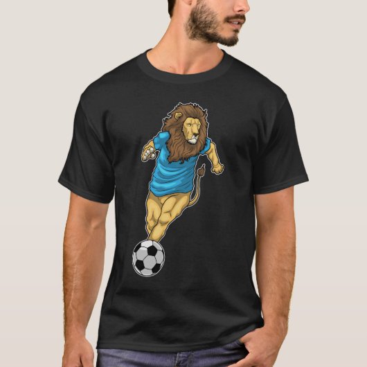 Leeuw Voetballer Voetbal T-shirt (Voorkant)