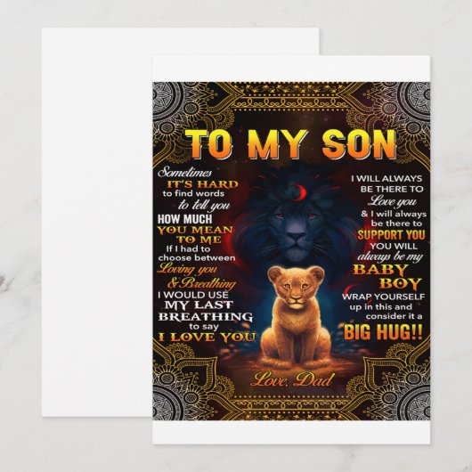 Leeuw voor mijn zoon Soms is het moeilijk papa  Feestdagenkaart (Voorkant / Achterkant)