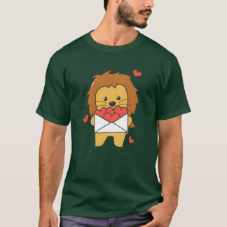 Leeuw voor Valentijnsdag Cute Dieren Met Hartjes f T-shirt