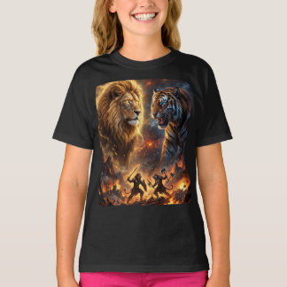 Leeuw vs Tijger Epische Fantasie Strijd Muur Hange T-shirt