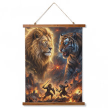 Leeuw vs Tijger Epische Fantasie Strijd Wand Hange