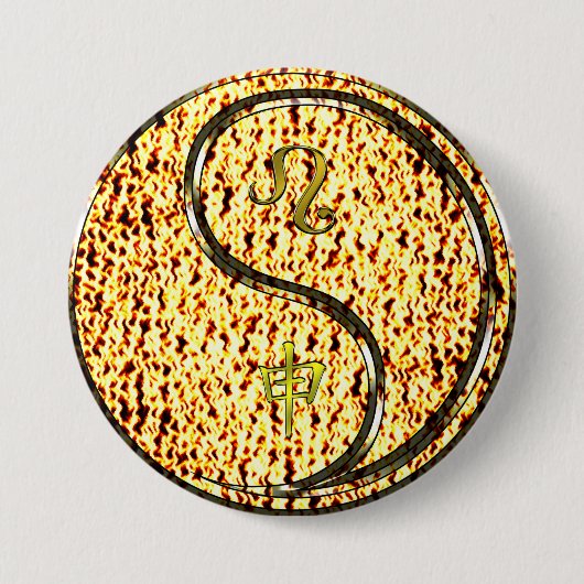 Leeuw & Vuur Aap Ronde Button 7,6 Cm (Voorkant)