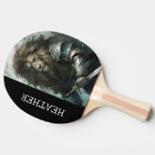 Leeuw Warrior Mozaïek Naam Tafeltennisbatje (Zijkant)