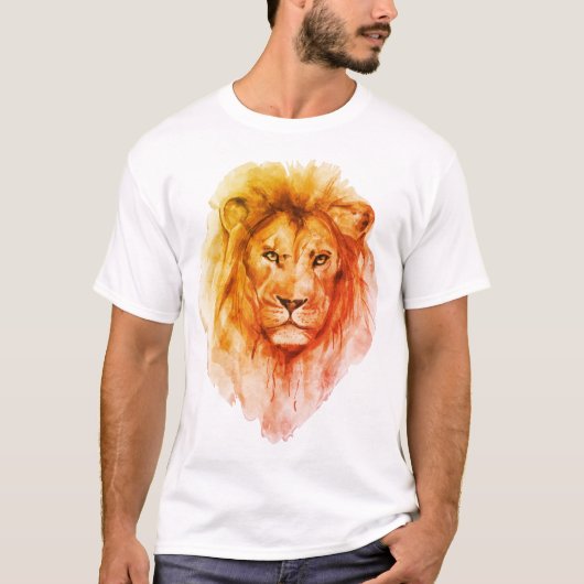 Leeuw Water Kleur Kunst T-shirt (Voorkant)
