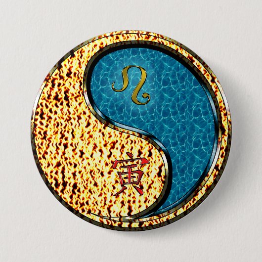 Leeuw & Water Tijger Ronde Button 7,6 Cm (Voorkant)