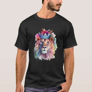 Leeuw Waterverf Bloemenleeuw Kunstwerk Dierenkonin T-shirt