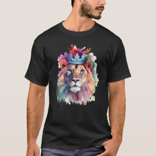 Leeuw Waterverf Bloemenleeuw Kunstwerk Dierenkonin T-shirt