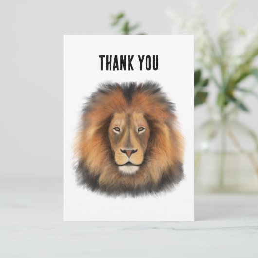 leeuw waterverf Leo koning safari dier oerwoud kat Bedankkaart (Staand voorkant)