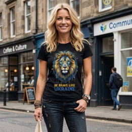 Leeuw 'Wees dapper als Oekraïne.' Tri-Blend Shirt