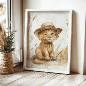 Leeuw welp in Pet grillige rustieke kunst Poster