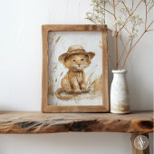 Leeuw welp in Pet grillige rustieke kunst Poster