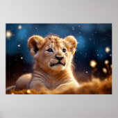 Leeuw welp wild dier rustig vredig poster (Voorkant)