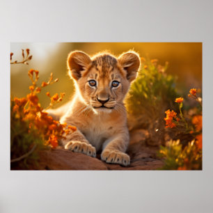 Leeuw welp wild dier rustig vredig poster
