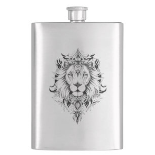 Leeuw Wild Animal Natuur Illustratie Art Tattoo Flacon