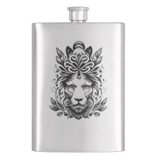 Leeuw Wild Animal Natuur Illustratie Art Tattoo Flacon