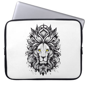 Leeuw Wild Animal Natuur Illustratie Art Tattoo Laptop Sleeve