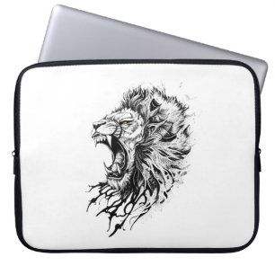 Leeuw Wild Animal Natuur Illustratie Art Tattoo Laptop Sleeve