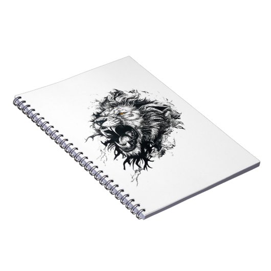 Leeuw Wild Animal Natuur Illustratie Art Tattoo Notitieboek (Rechterzijde)