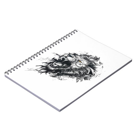 Leeuw Wild Animal Natuur Illustratie Art Tattoo Notitieboek (Linkerzijde)
