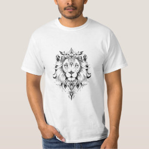 Leeuw Wild Animal Natuur Illustratie Art Tattoo T-shirt