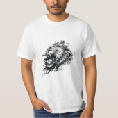 Leeuw Wild Animal Natuur Illustratie Art Tattoo T-shirt (Voorkant)