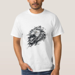 Leeuw Wild Animal Natuur Illustratie Art Tattoo T-shirt