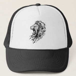 Leeuw Wild Animal Natuur Illustratie Art Tattoo Trucker Pet