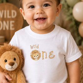 Leeuw Wild Eén Eerste Verjaardag Baby Jongen T-Shi