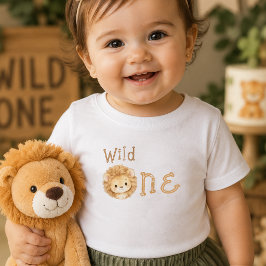 Leeuw Wild Eén Eerste Verjaardag Baby Meisje T-Shi
