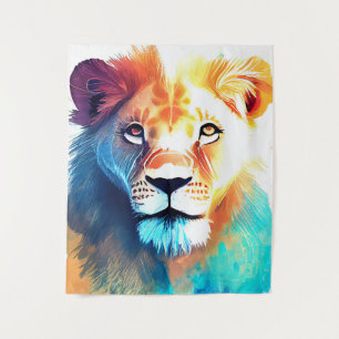 Leeuw Wild Natuur Dierlijke Kleur Art Schilderen Wandkleed