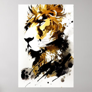 Leeuw Wild Natuur Gratis Spirit Art Brush Schilder Poster