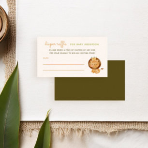 Leeuw Wild Oerwoud Baby shower Luier Raffle Informatiekaartje