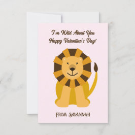 Leeuw Wild Over Jou Valentijnsdag Kinderen Notitiekaartje