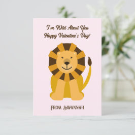 Leeuw Wild Over Jou Valentijnsdag Kinderen Notitiekaartje