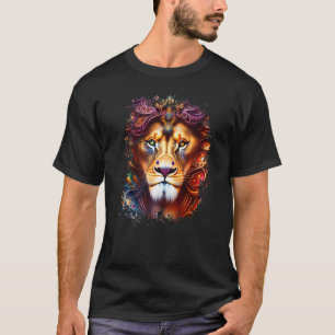 Leeuw Wilde Kat Kleurrijk Dier Koning Jungle T-shirt