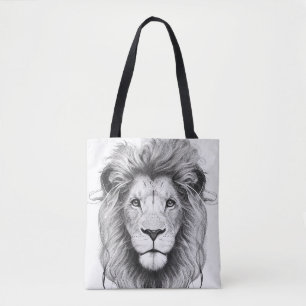 Leeuw Wilde Natuur Dierlijke Illustratie Kunst Tek Tote Bag