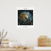 Leeuw Zodiac Astrologie Naam & Verjaardag Poster (Keuken)