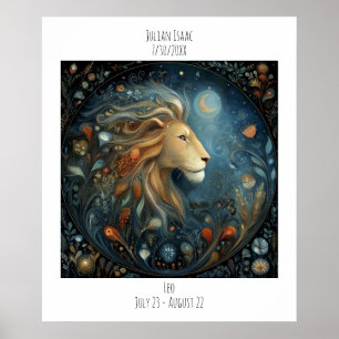 Leeuw Zodiac Astrologie Naam & Verjaardag Poster