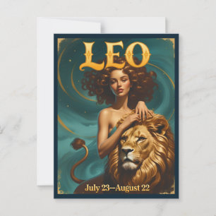 Leeuw Zodiac Astrologie Verjaardagsansichtkaart Briefkaart