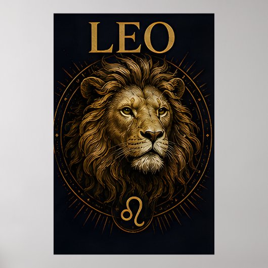 Leeuw Zodiac Celestiaal Astrologie Symbool Poster (Voorkant)