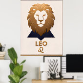 Leeuw Zodiac Decor Astrologie Cadeau Poster (Thuiskantoor)