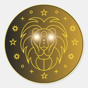 Leeuw Zodiac Embleem Minimaal Hemels Symbool Ronde Sticker