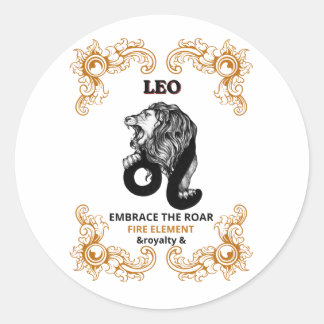 Leeuw Zodiac Koninklijkheid | Omarm de Brul Vuur E Ronde Sticker