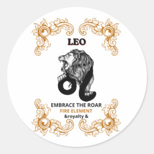 Leeuw Zodiac Koninklijkheid   Omarm de Brul Vuur E Ronde Sticker
