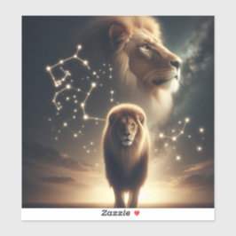 Leeuw Zodiac Kunst - Majestueuze Leeuw en Sterrenb Sticker
