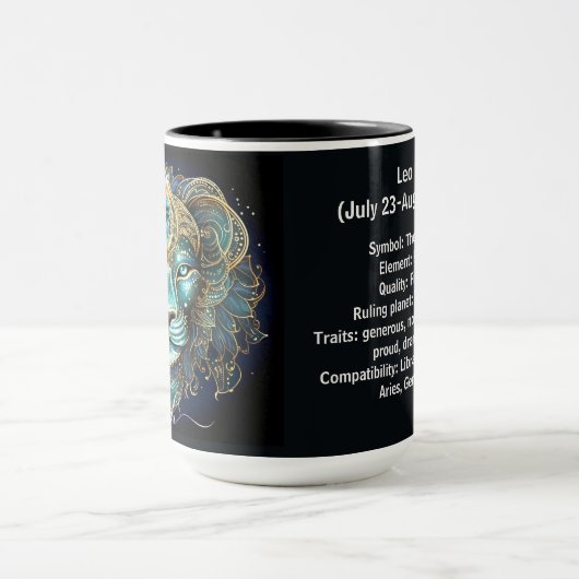 Leeuw Zodiac Kunst voor 23 juli–22 augustus Mok (Midden)