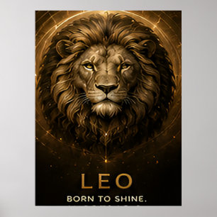 Leeuw Zodiac Leeuw Hemellichamen Astrologie Symboo Poster
